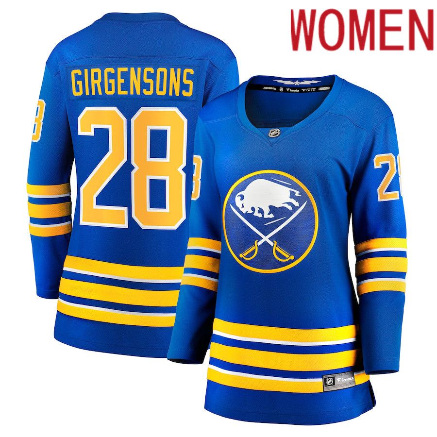 Women Buffalo Sabres #28 Zemgus Girgensons Fanatics Branded Royal Home Breakaway Player NHL Jersey->women nhl jersey->Women Jersey